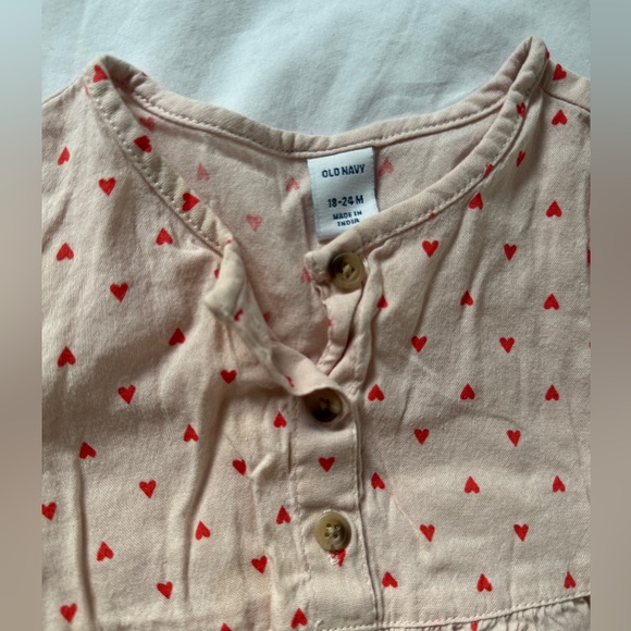 Old Navy Toddler Girls Heart Print Pink Long Sleeve Dress with Pockets - Picture 8 of 9
